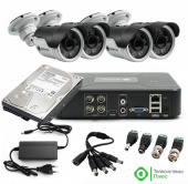 Комплект видеонаблюдения Optimus "AHD-204EU*" на 4 ул. камеры 2Мп. + HDD-500Gb.!