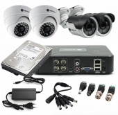 Комплект видеонаблюдения Optimus "AHD-204EUВ" на 2ул. и 2вн. камеры 2Мп. + подарок HDD-500Gb.!
