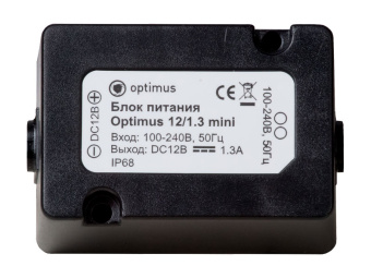 Блок питания Optimus 12/1.3 min. Напряж от 160 до 242В. выход не более 1,3А, IP68. -30 до +30°С