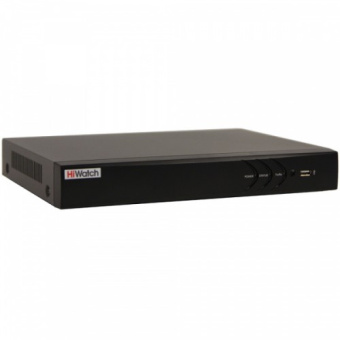 HiWatch DS-H108U. 8-ми канальный гибрид (HD-TVI/AHD+ 2 IP-камеры 4Мп),1 SATA для HDD до 6Тб
